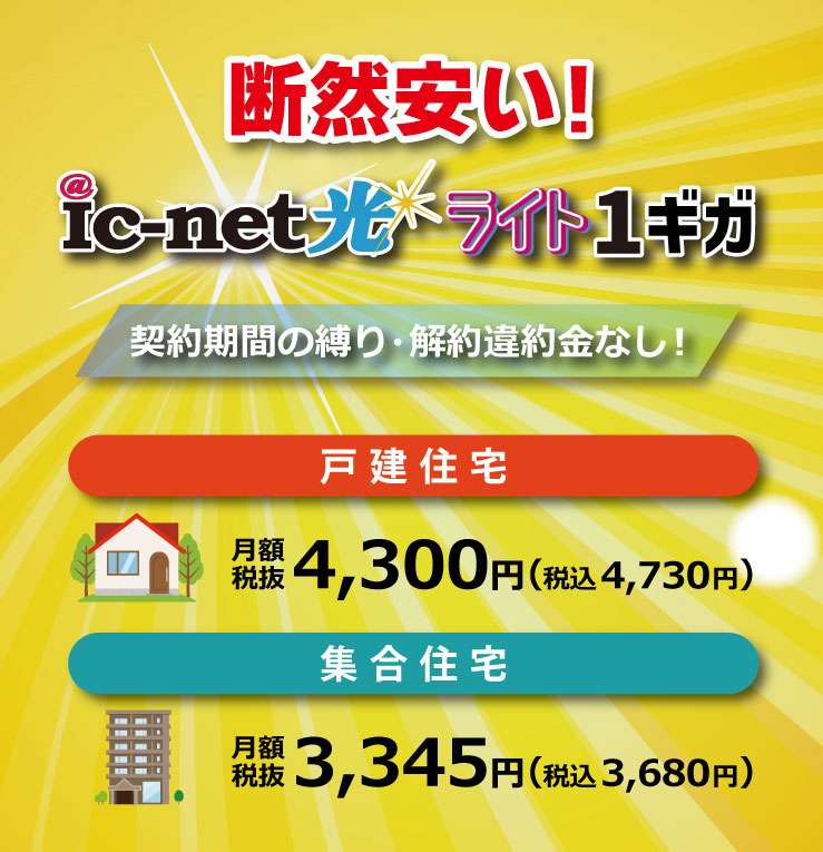 断然安いic-net光 月額3,345円（税抜）～
